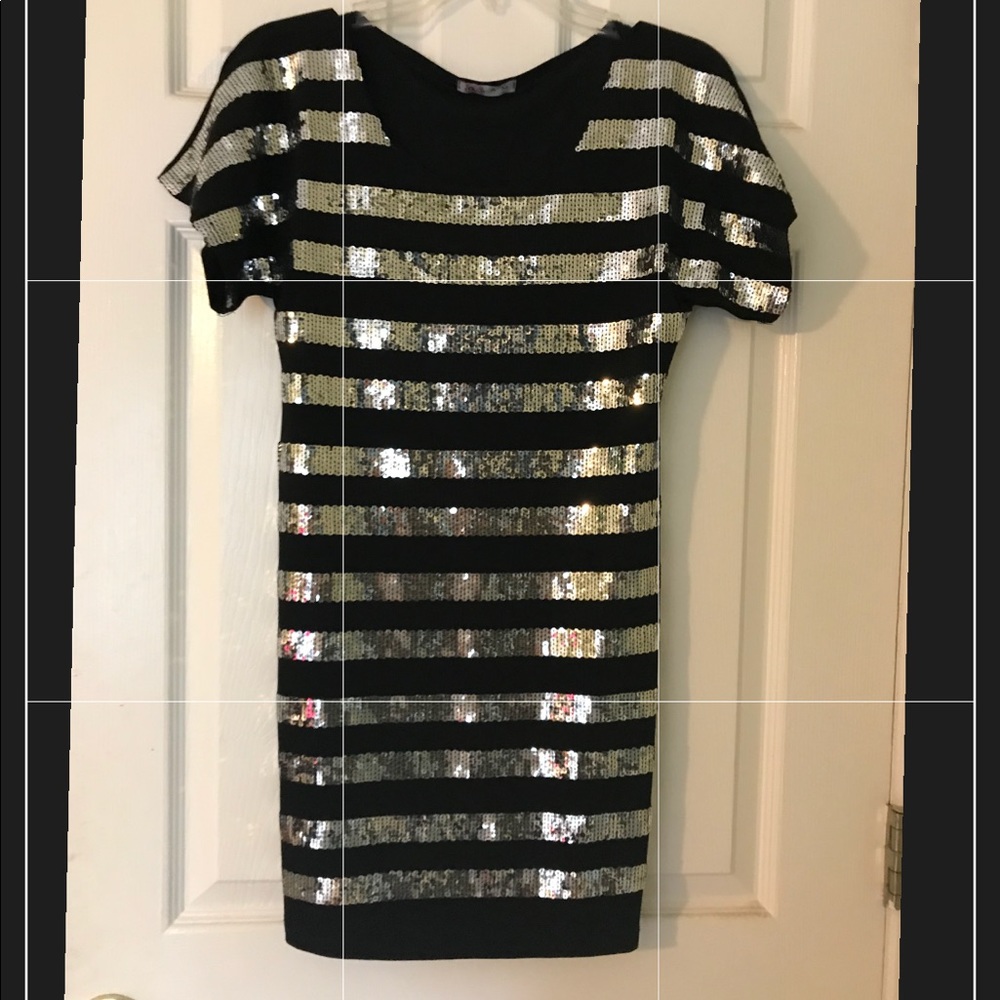 Cocktail dress with sequin stripes size 6 NWOT